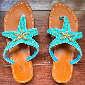 Turquoise & gold beaded starfish sandals